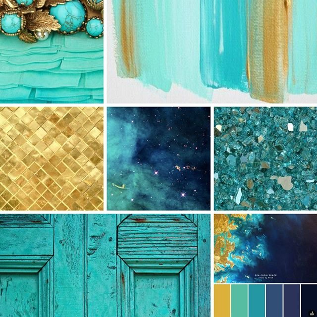 Turquoise and gold. Bold, vibrant, feminine, sophisticated. ❤ View this color palette at pinterest.com/chantillypatino ✨✨✨ #colorinspiration #colorpalette #branddesign #branding #graphicdesign #logodesign #designer #color #colorful #vibrantcolors #mood #colorlove #colorlover #design #designers #ilovecolor #coloraddict #colorlovers #creativityfound #mycreativebiz #ilovecolor #colorcombination #coloroftheday #beautifulcolors #vibrantcolors #turquoise #teal #aqua #aquamarine #gold Turquoise and gold. Bold, vibrant, feminine, sophisticated. ❤ View this color palette at pinterest.com/chantillypatino ✨✨✨ #colorinspiration #colorpalette #branddesign #branding #graphicdesign #logodesign #designer #color #colorful #vibrantcolors #mood #colorlove #colorlover #design #designers #ilovecolor #coloraddict #colorlovers #creativityfound #mycreativebiz #ilovecolor #colorcombination #coloroftheday #beautifulcolors #vibrantcolors #turquoise #teal #aqua #aquamarine #gold