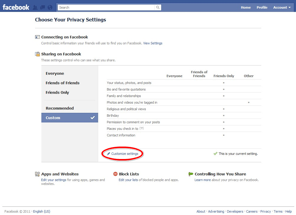Customize Settings