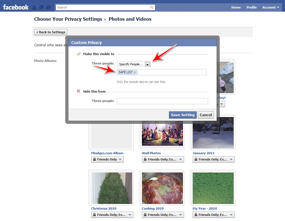 Save Custom Privacy Settings
