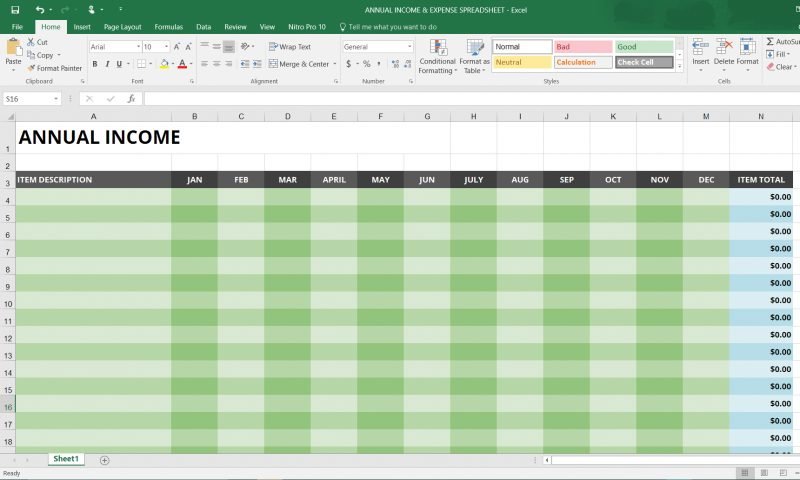 INCOME AND EXPENSE SPREADSHEET