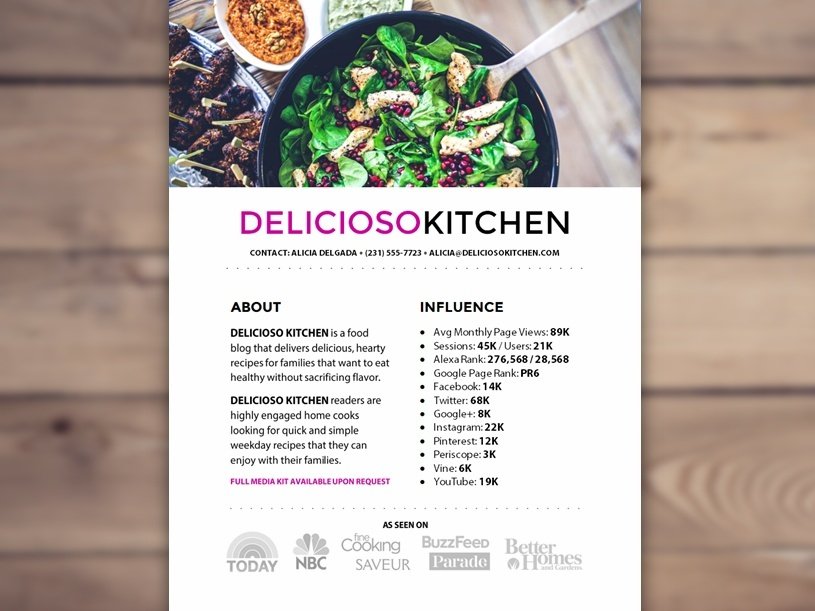 one sheet media kit for bloggers 2